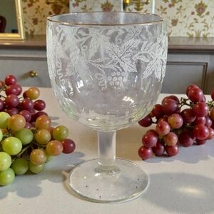 Vtg 47 806 Clear Thin Gold Trim Bartlett Collins Water Goblet Glass Grape Vine